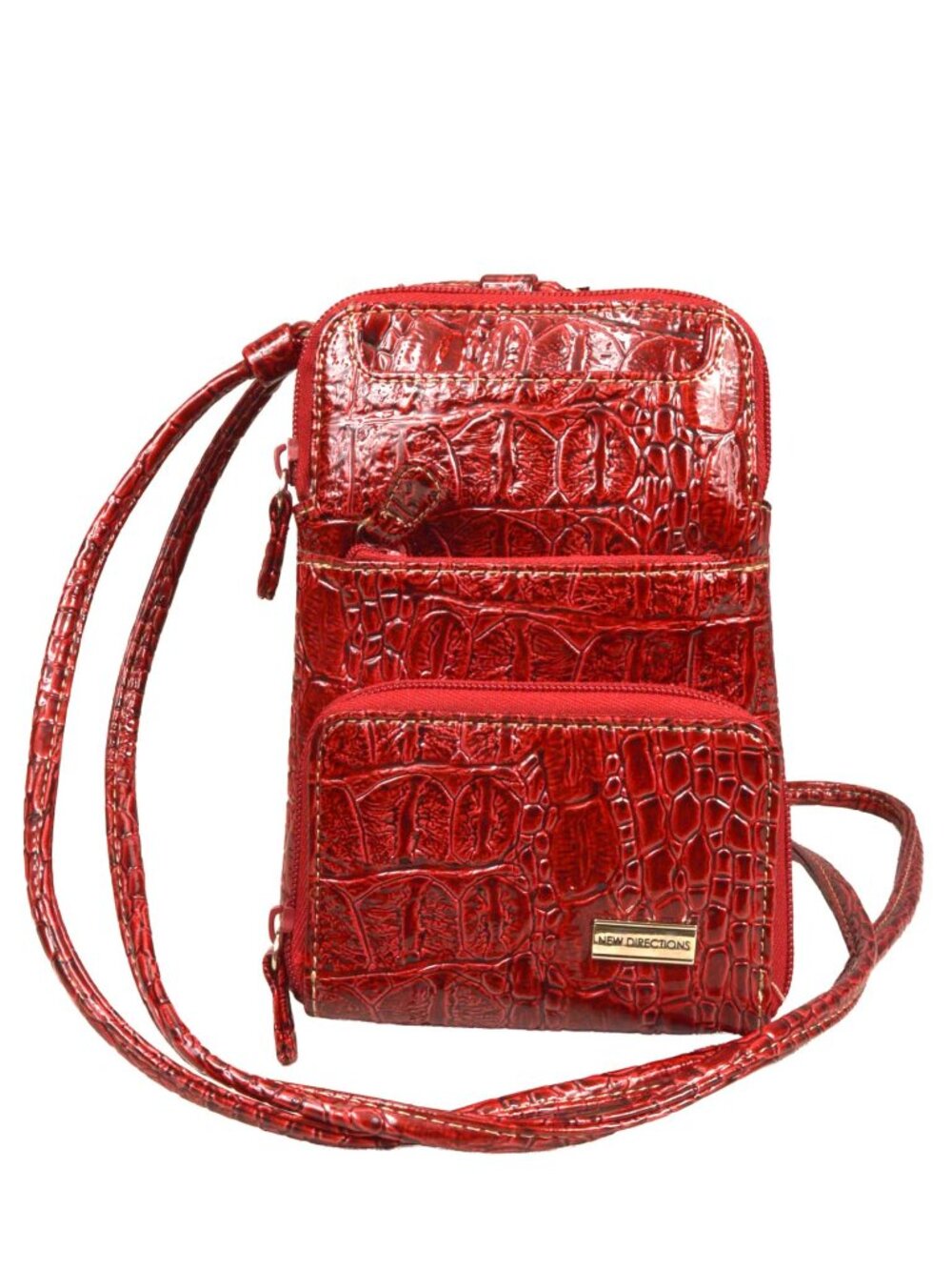 New Directions Vintage MINI Red Croc Embossed Crossbody Bag